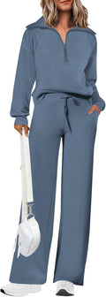 PRETTYGARDEN Women's 2 Piece Tracksuit Set - Cozy Half Zip Lounge Wear