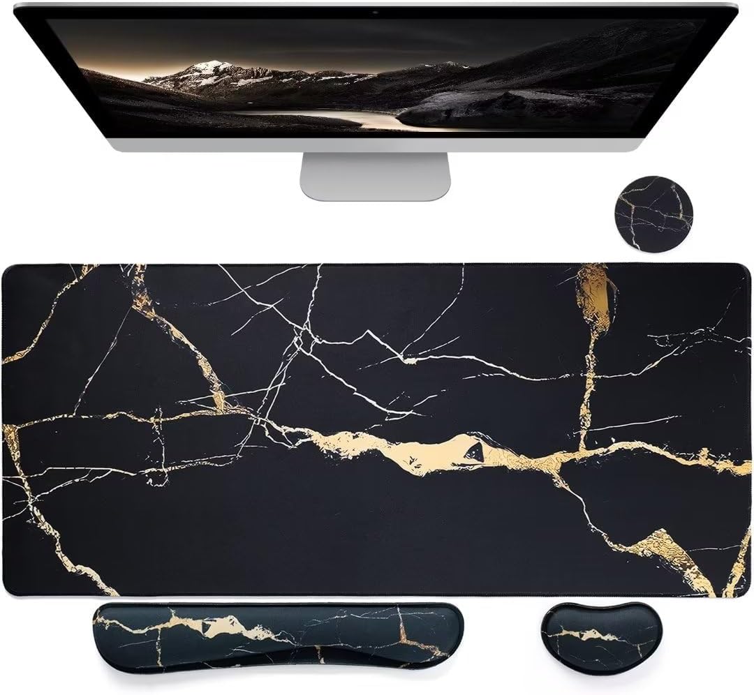 Ultimate Comfort Bundle for Desk: Ergonomic Mouse Pad & Keyboard Wrist Rest Set