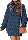 Womens Oversized Cable Knit Sweater Dress - Chunky Tunic Mini