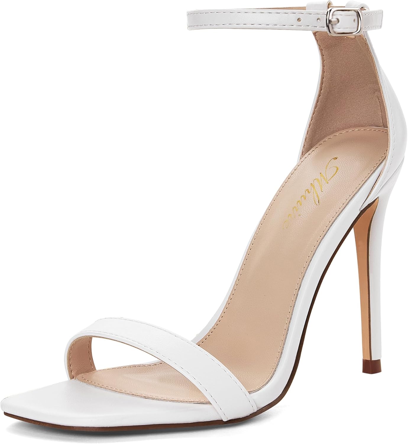 Stylish 4 IN Square Open Toe Ankle Strap Stiletto Heels
