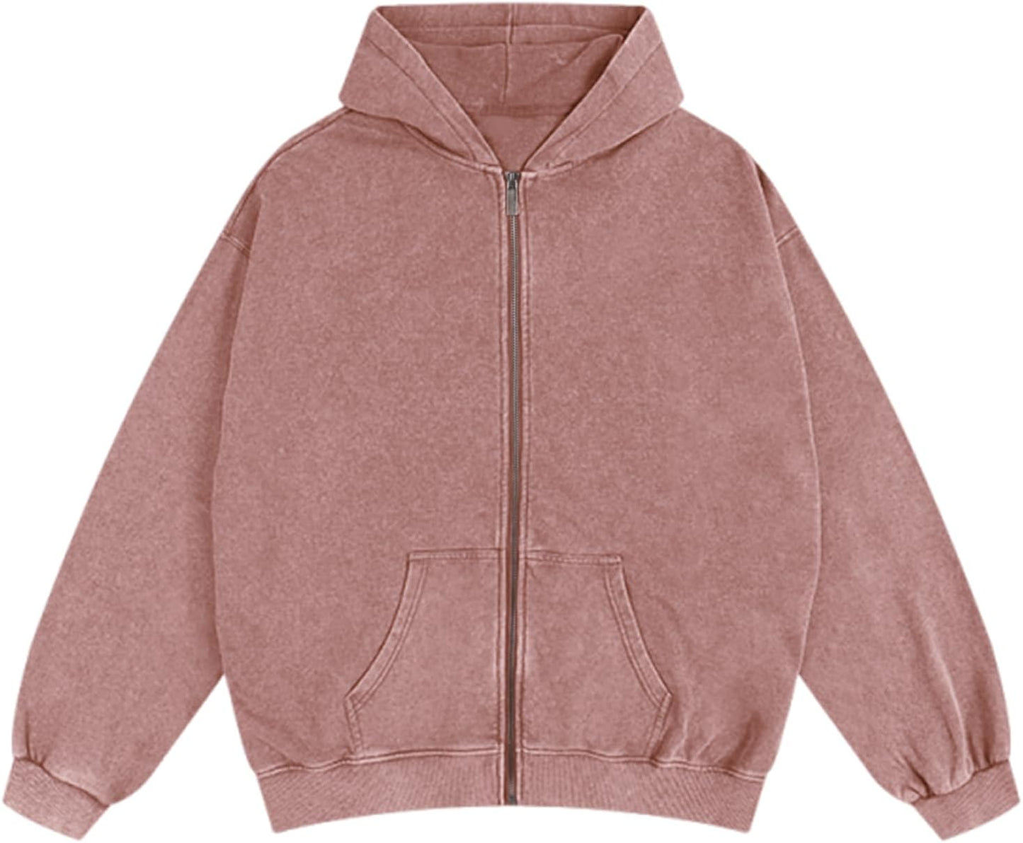 Bobeutou Mens Zip Up Acid Wash Hoodie for Casual Fall Style