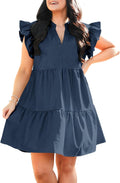 Plus Size Ruffle Sleeve V Neck Mini Dress - Flattering Summer Fit
