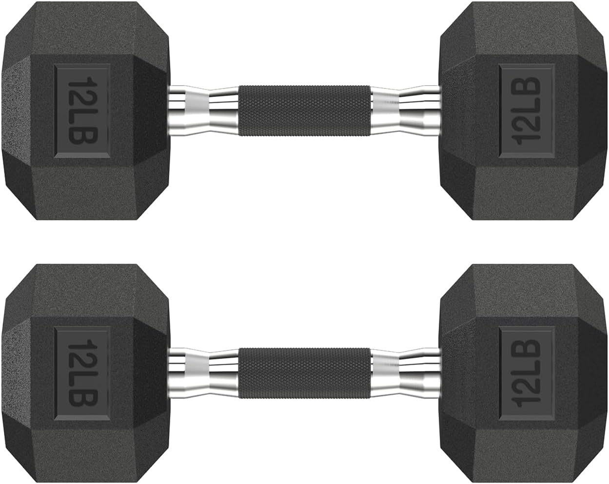 Hex Dumbbell Set for Strength Training - Durable Rubber Weights