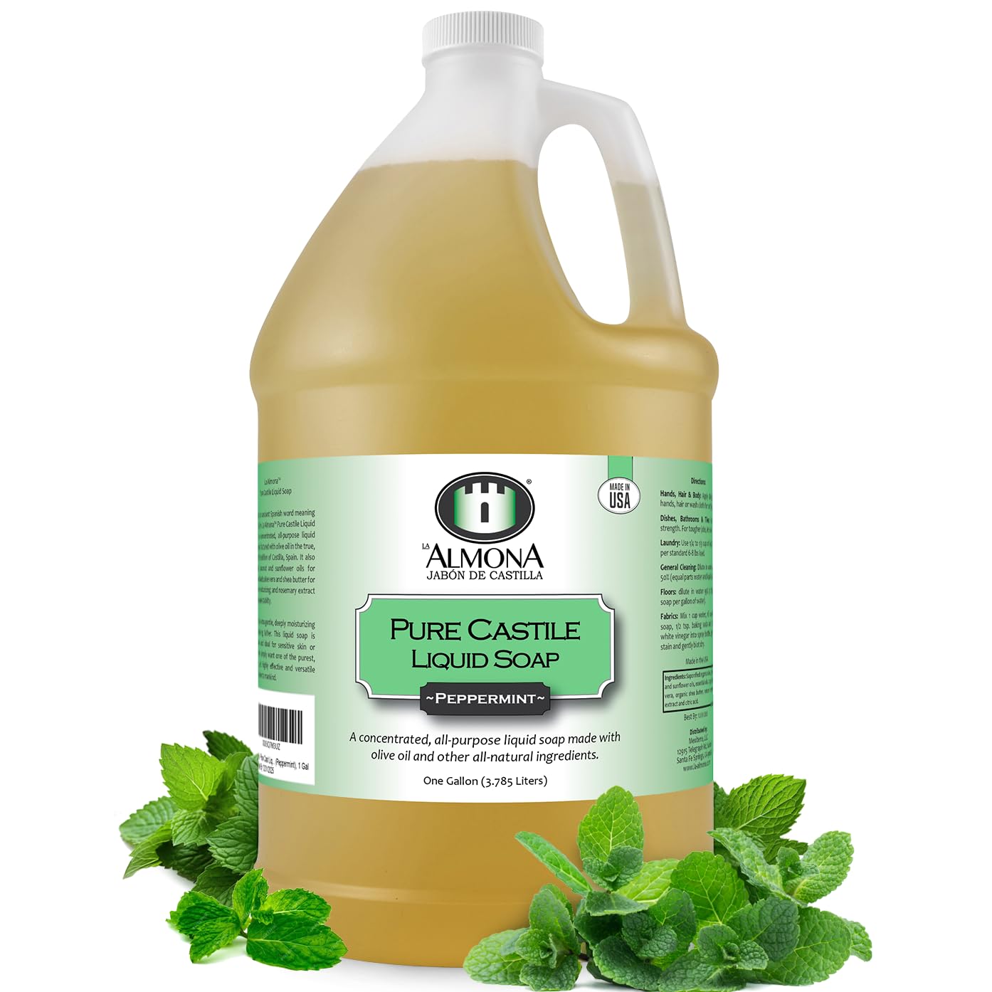 Pure Castile Liquid Soap, Peppermint - Versatile & Eco-Friendly