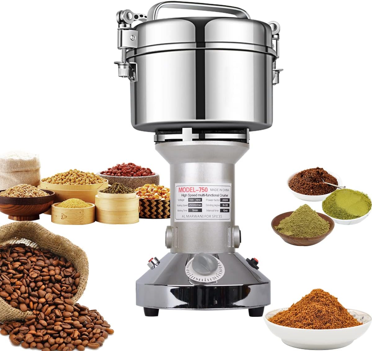High Speed Electric Grain Mill Grinder for Spices and Herbs