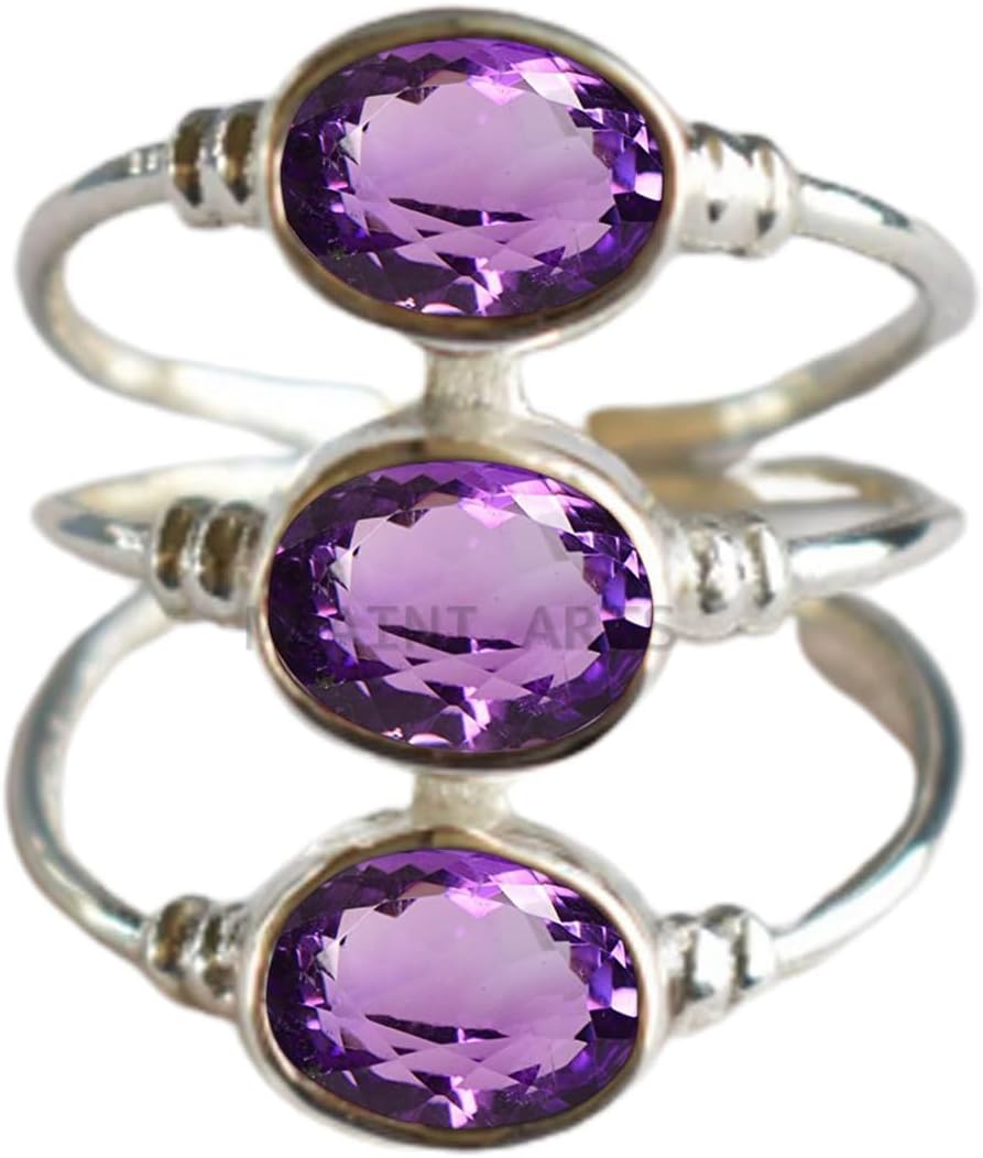 925 Sterling Silver Ring for Women & Girls with Simulated Garnet