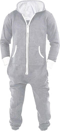 Mens Jumpsuit One Piece Pajama with Hood - Warm Knit Fleece