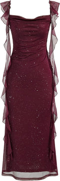 CIDER Formal Dresses for Women Summer Maxi Dress - Breezy Mesh Ruffle