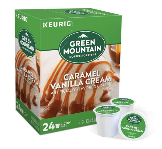 24 Green Mountain Caramel Vanilla Cream Pods - Indulge Instantly