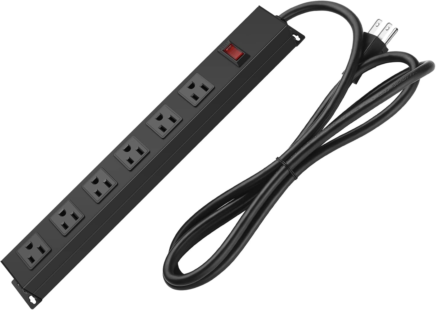 Space-Saving 6 Outlet Metal Power Strip - Mountable with Switch