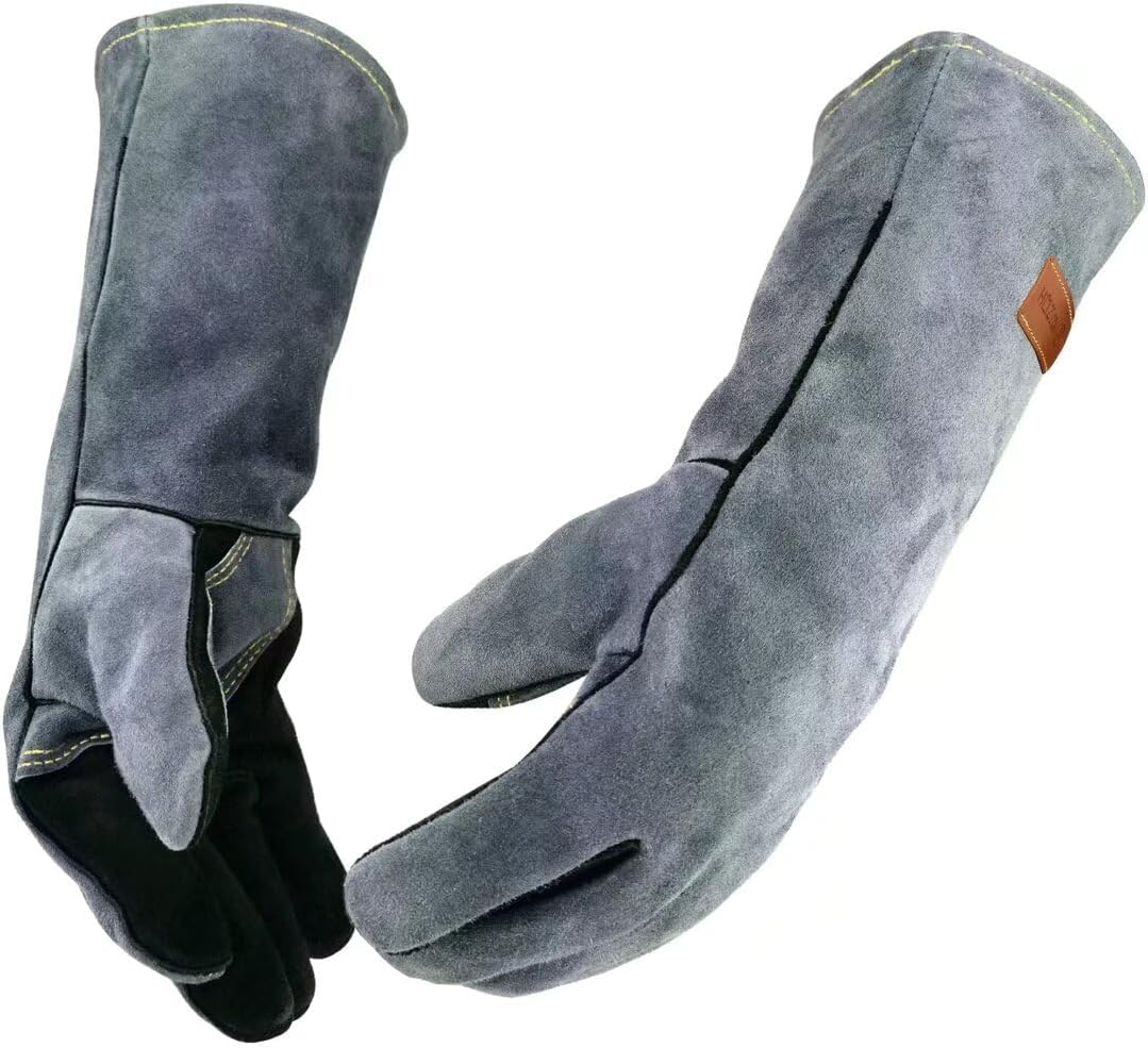 16 Leather Forge Gloves-Heat Resistant BBQ Mitts