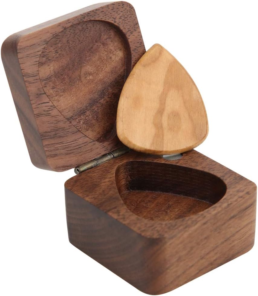Acacia Wood Guitar Picks Case - Organize Stylishly!