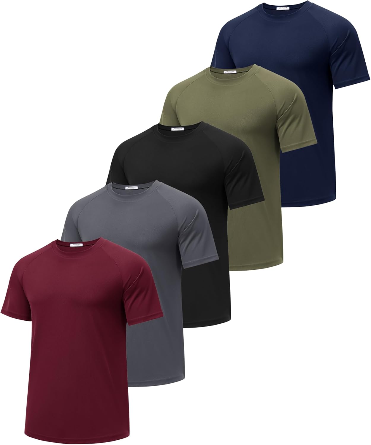 PINSPARK 5 Pack Workout Shirts for Men - Moisture Wicking Tees