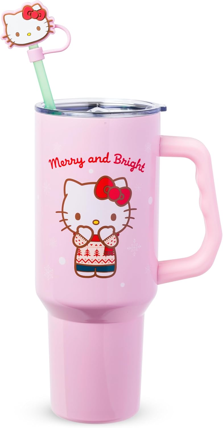 Hello Kitty Christmas Holiday Sweater Tumbler with Handle