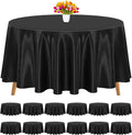 12 Pack 90 in Round Tablecloth Black Satin - Wrinkle Resistant