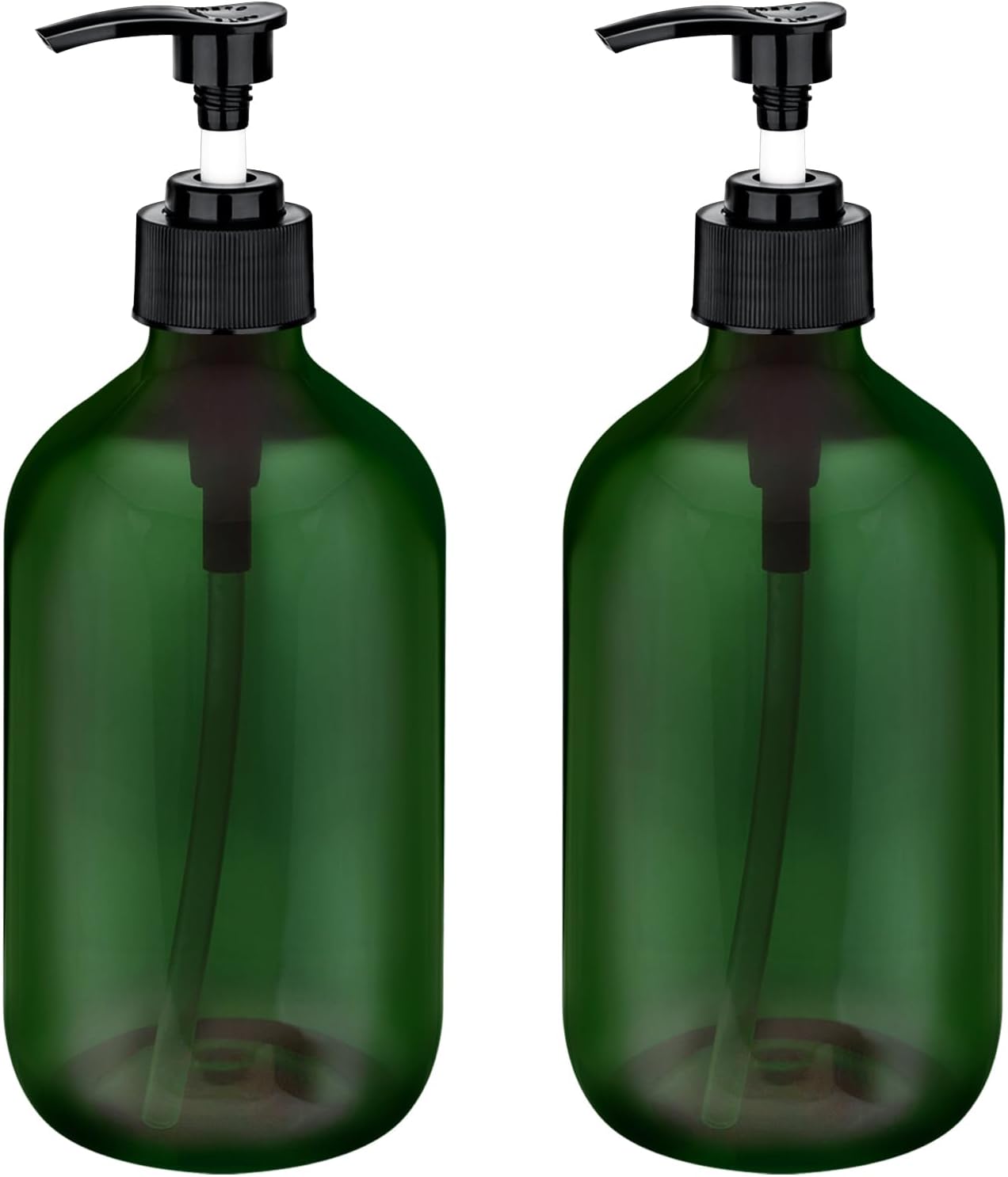 2 Pack 16.9oz Pump Dispensers - Refillable & Waterproof Labels