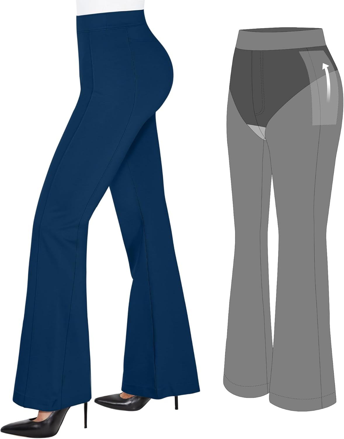 Popilush Bootcut Dress Pants for Women - Comfy High Waisted Trousers