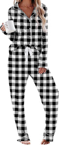 Aamikast Women's Pajama Sets Long Sleeve Button Down (Style 1NGF)