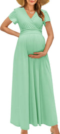 Maternity Maxi Dress V Neck Wrap for Photoshoots - Comfortable Fit