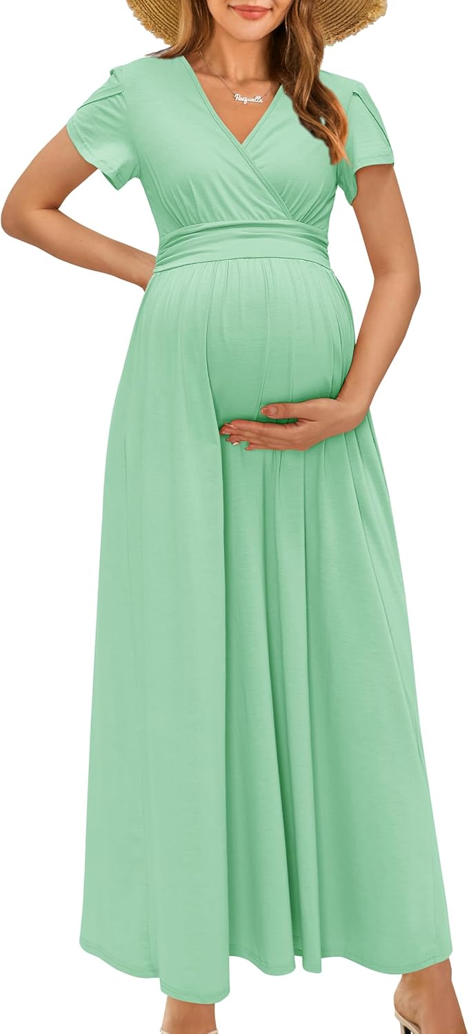 OUGES Maternity Maxi Dress for Summer Photoshoot and Events