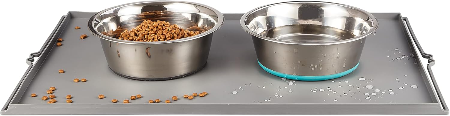 PEGGY11 Deep Stainless Steel Anti-Slip Dog Bowls with Mat