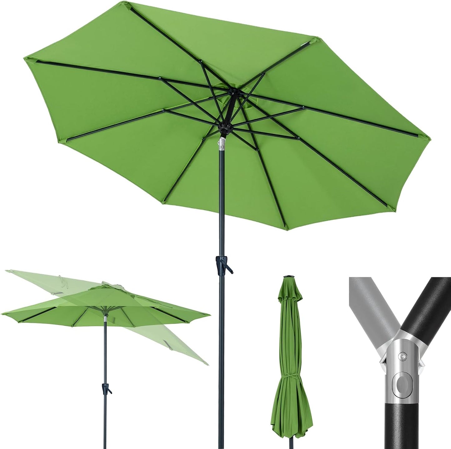 Tempera Patio Market Outdoor Table Umbrella with Crank and Tilt