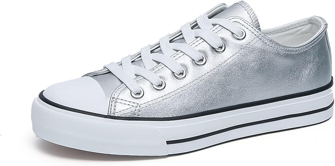 SHCRTK Womens Low Top Lace Up Canvas Sneakers for Comfort