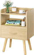 Modern Nightstand with Fabric Drawer - Compact 2-Tier Bedside Table