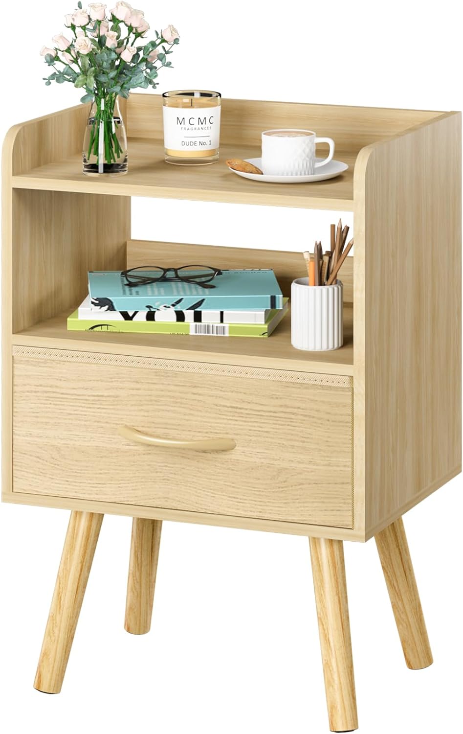 Yoobure Modern Nightstand with Fabric Drawer for Bedrooms