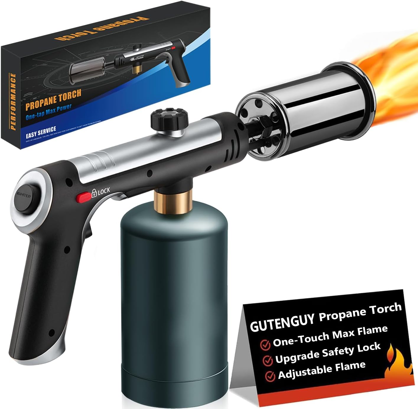 Powerful Propane Torch Gun with Turbo Mode for Cooking and BBQ