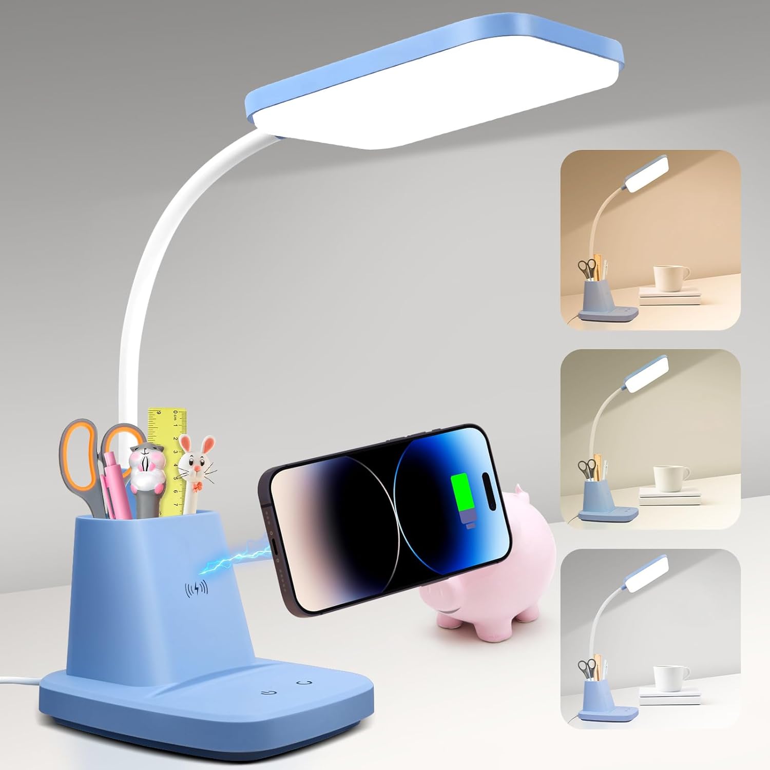 Sailstar Small Desk Lamp with Wireless Charger and Pen Holder