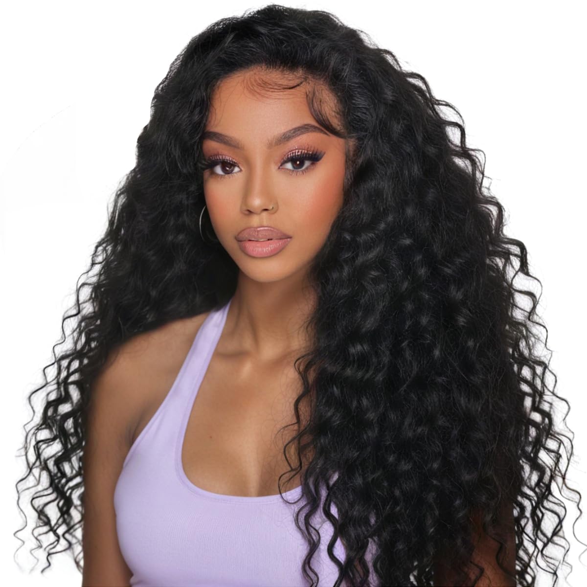 XSY Half Wig Human Hair Deep Wave 20 Inch for Easy Styling
