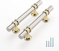 10 Pack Two Tone Kitchen Cabinet Handles Brushed Nickel and Gold