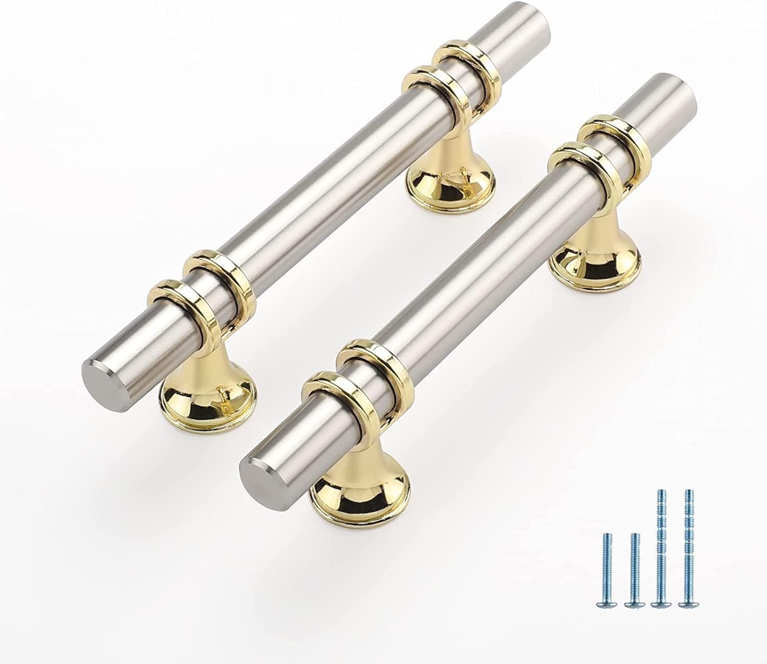 10 Pack Kitchen Cabinet Handles in Brushed Nickel and Gold