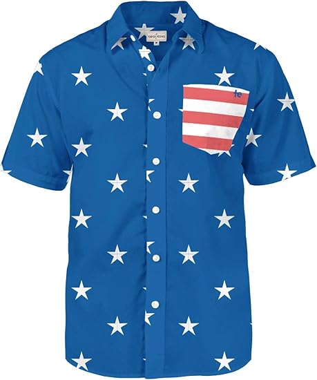 Tipsy Elves Patriotic Shirts for Men - USA Flag Button Up