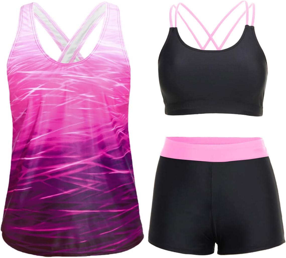 Holipick 3 Piece Tankini Swimsuits for Women with Tummy Control