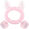 Cute Bunny Ears Spa Set - Facial & Arm Bands, Pink
