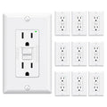 GFCI Outlet 15 Amp 10 Pack - White Self-Test Narrow Design
