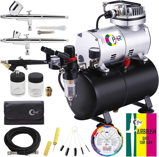 Professional Airbrush Kit with Variety Nozzles for Model Hobby & Body Tattoo - OPHIR