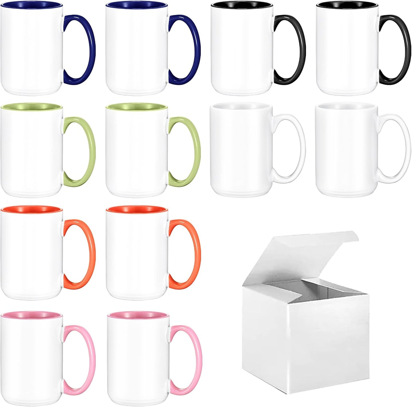 Sublimation Mugs Set of 12 - High Quality 15 oz Coffee Cups