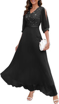 Sequin Sparkly Glitter Maxi Dress - Elegant Floor-Length Evening Gown