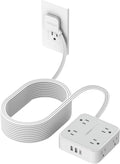 Flat Plug Long Extension Cord 25 Ft - Space Saving Power Strip