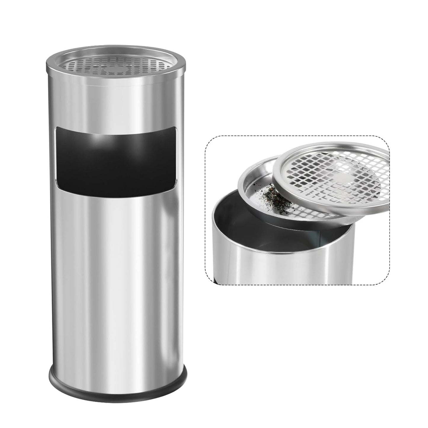 Round Stainless Steel Trash Can with Removable Inner Bucket