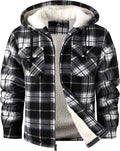 Men's Flannel Shirt Jacket Sherpa Lined Hoodie - Warm Winter Layer is