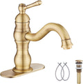 Antique Brass Bathroom Faucet with 360 Swivel and Drain