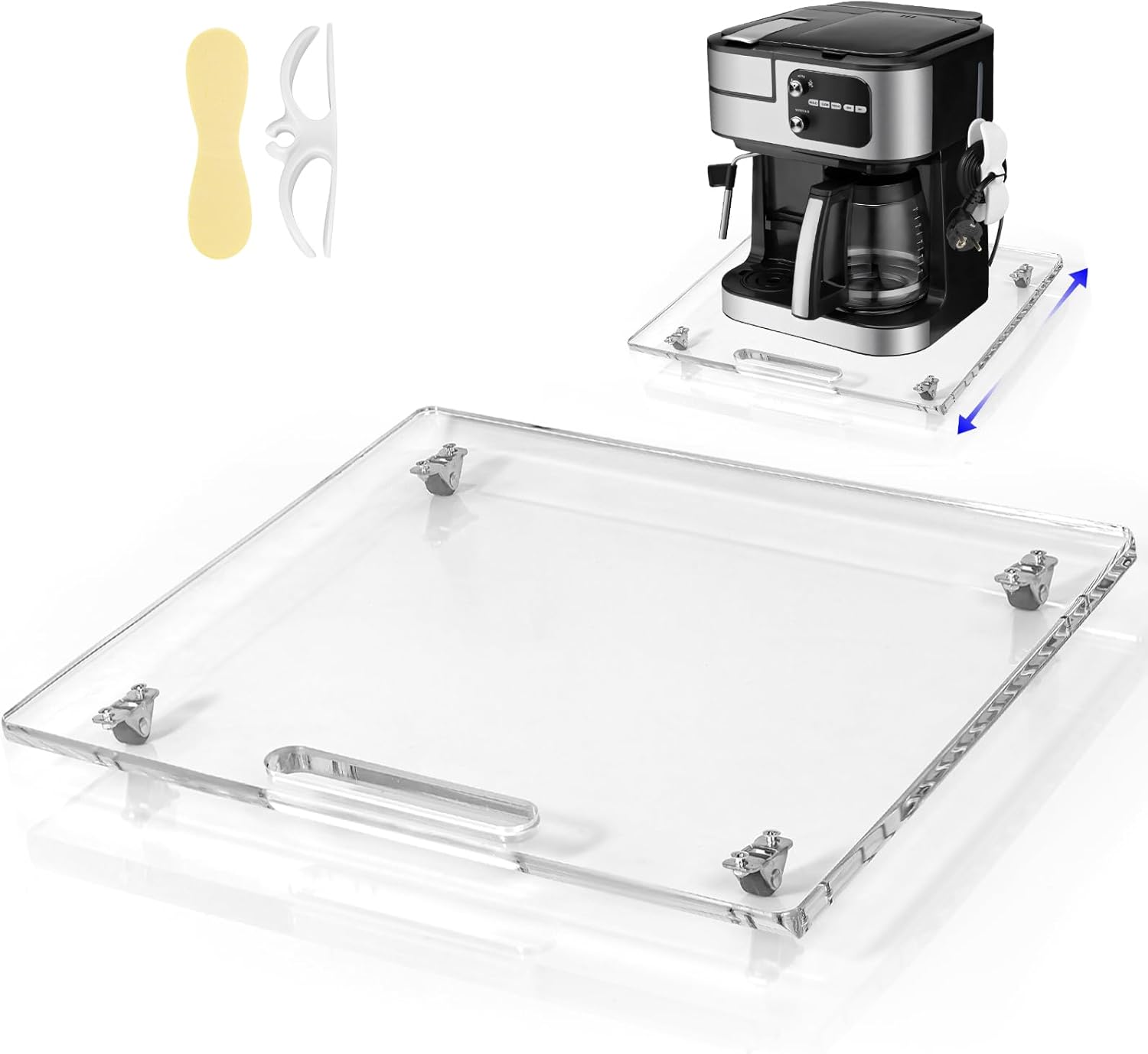 Acrylic Appliance Slider with Rubber Wheels for Kitchen Use