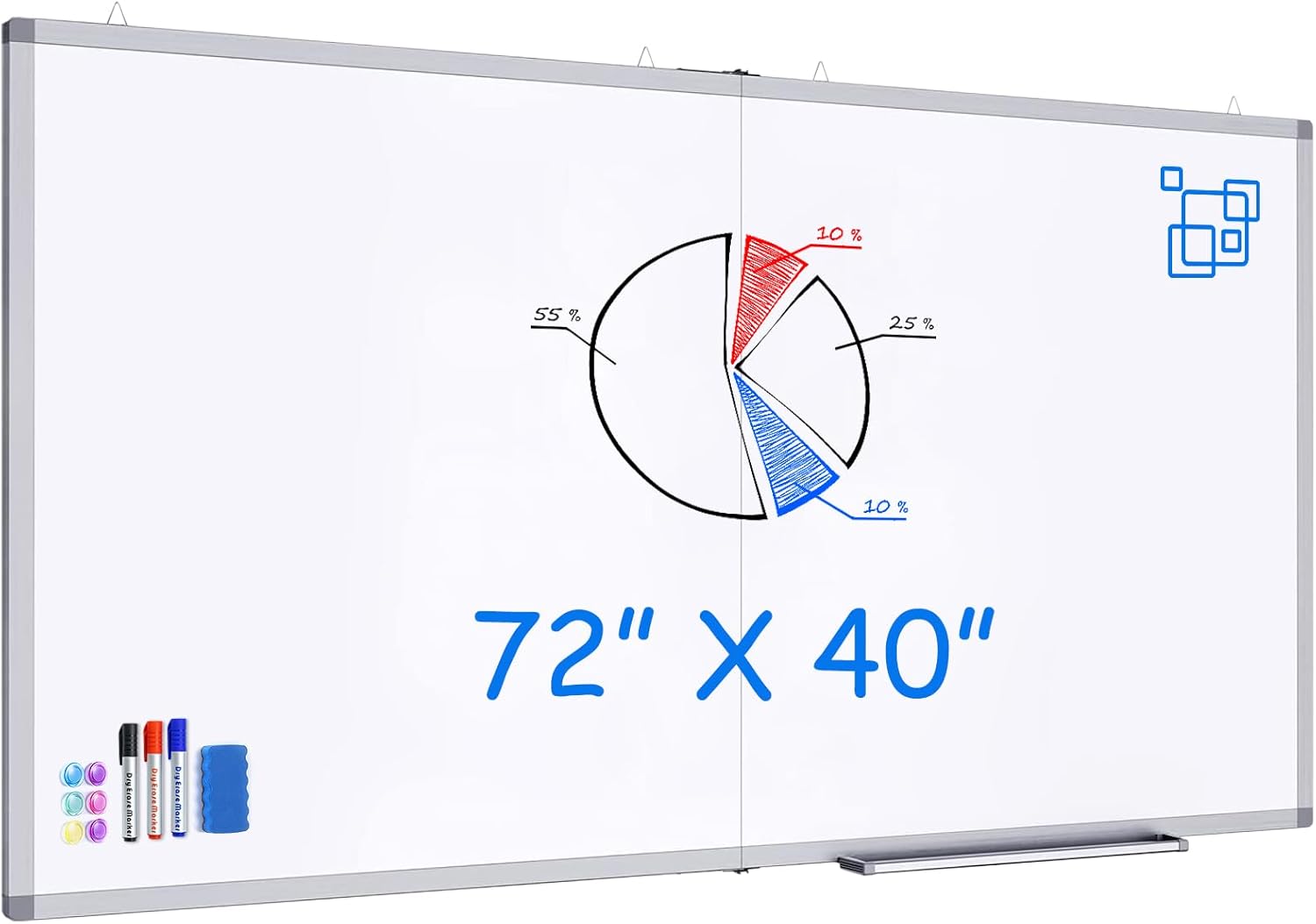 Magnetic White Board Dry Erase Board for Wall - 72in x 40in