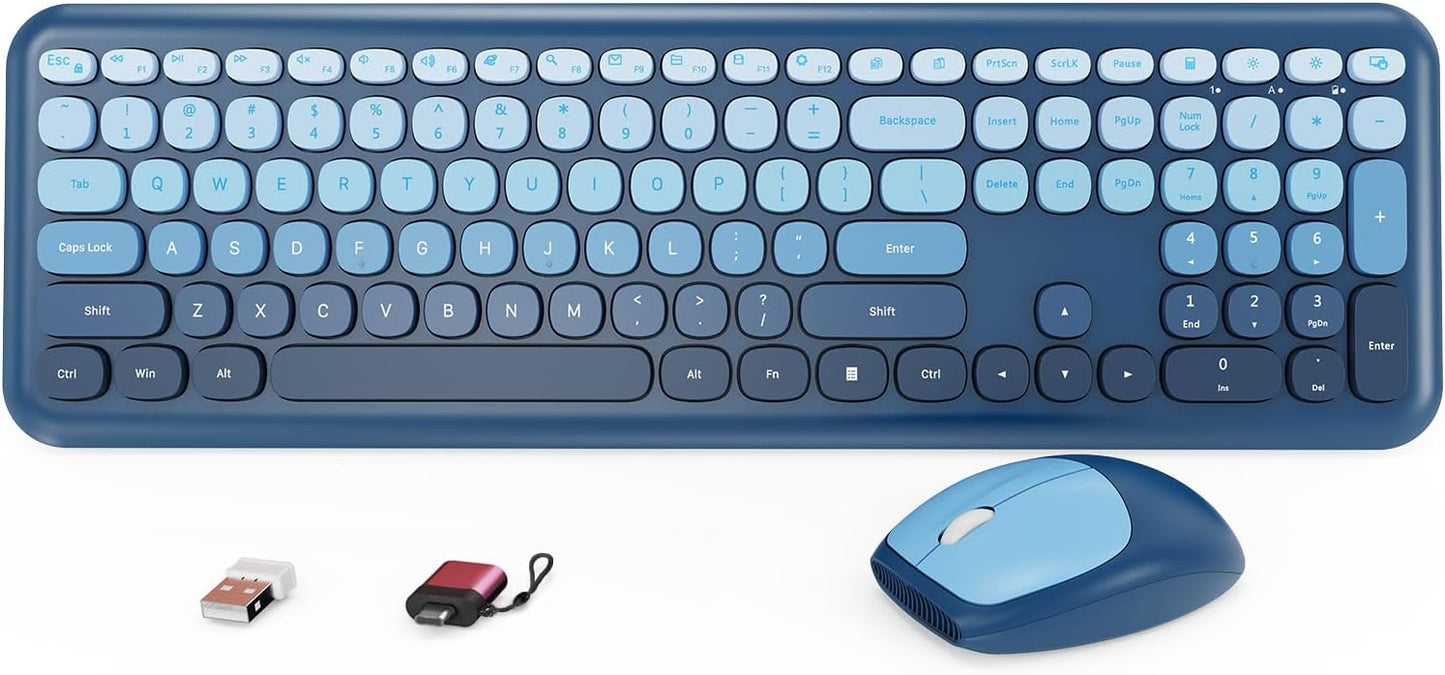 HotFox Wireless Keyboard and Mouse Combo for Retro Style Lovers