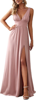 Ever-Pretty Deep V-Neck Side Slit Floor Length Bridesmaid Dress