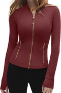 Golden Full Zip Workout Cropped Jacket - Slim Athletic Zip Up SUUKSESS